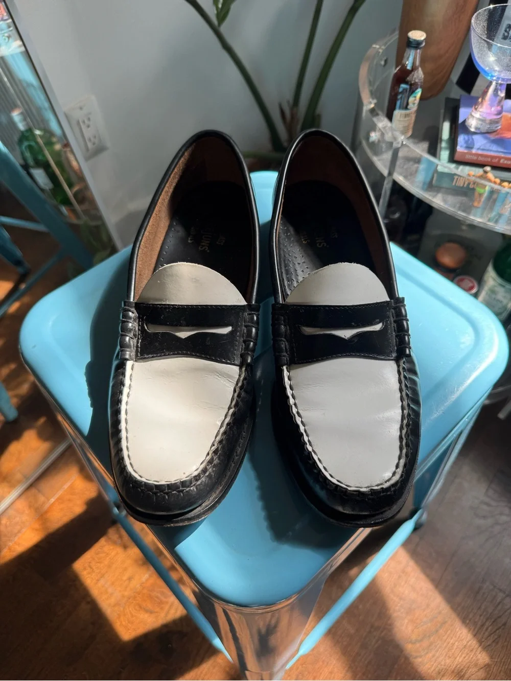 G.H. Bass & Co. Weejuns Black and White Penny Loafers